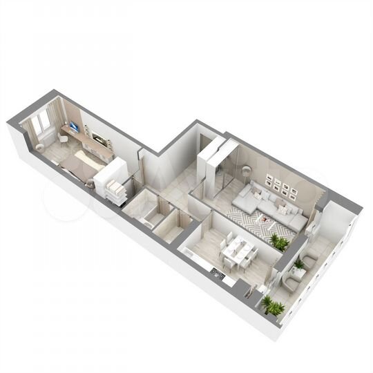 2-к. квартира, 60,4 м², 1/16 эт.