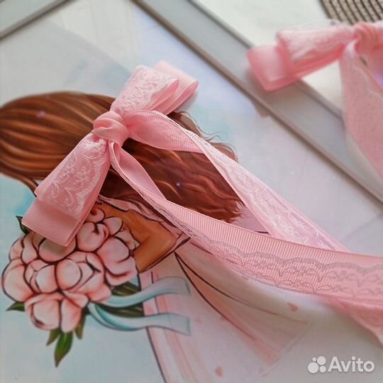 Розовая заколка-бант с фатином для волос 1 шт