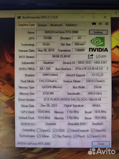 Видеокарта Gigabyte GeForce RTX2080 gaming OC