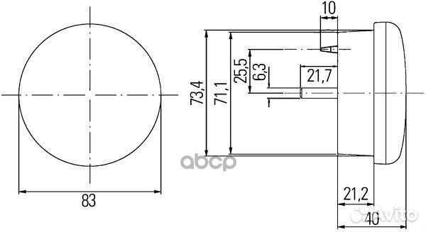 Фонарь противотуманный задний LED; D83, 9-33В