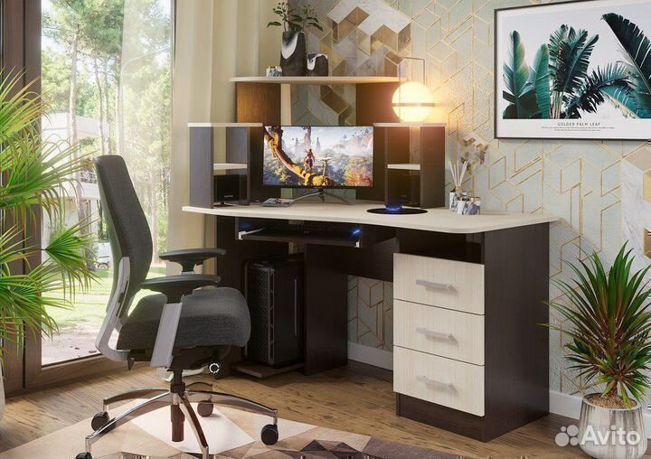 Стол компьютерный № 1 (Венге/Дуб белфорт)