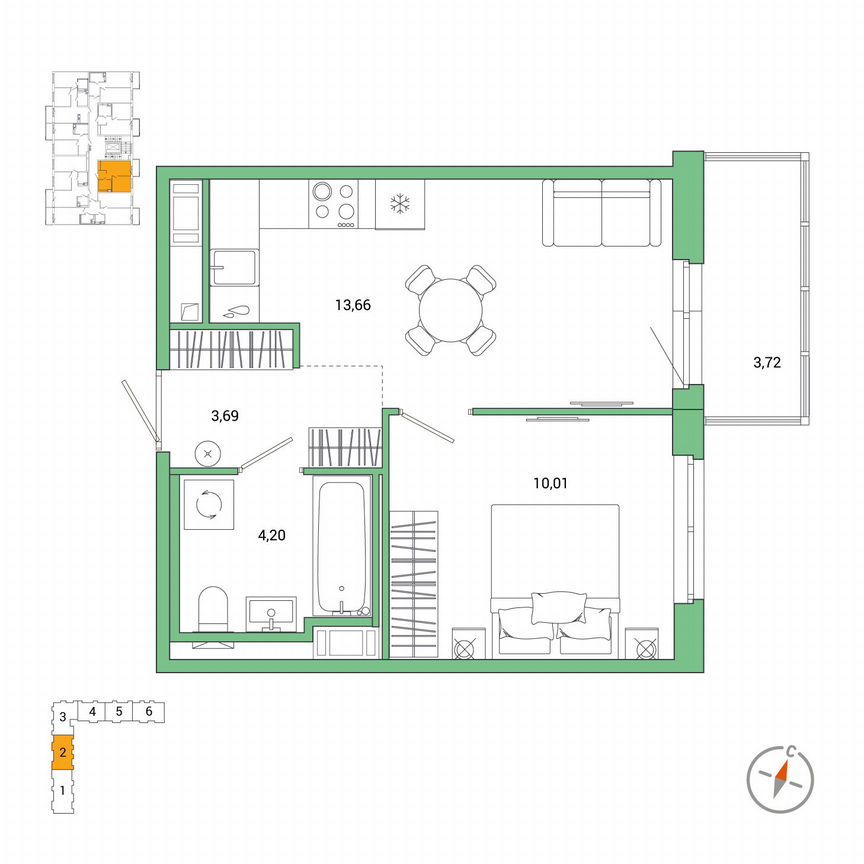 1-к. квартира, 32,7 м², 4/7 эт.