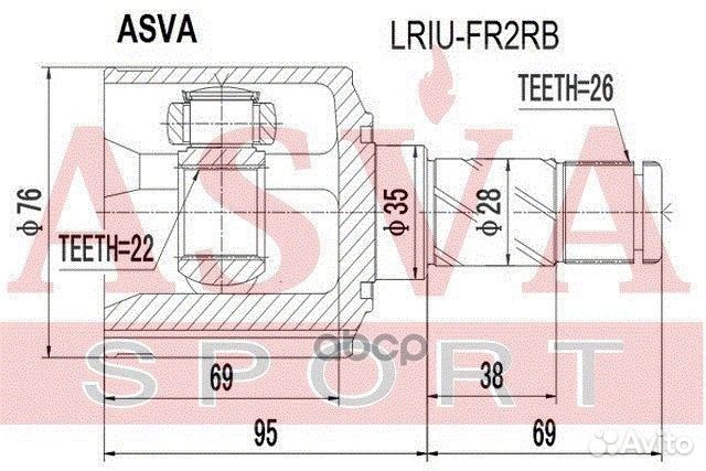 Шрус внутр.зад.land rover freelander 2 lriufr2R