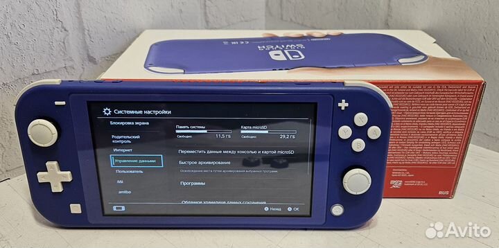 Nintendo Switch Lite 32 Гб Синяя + 64 Гб + сумка