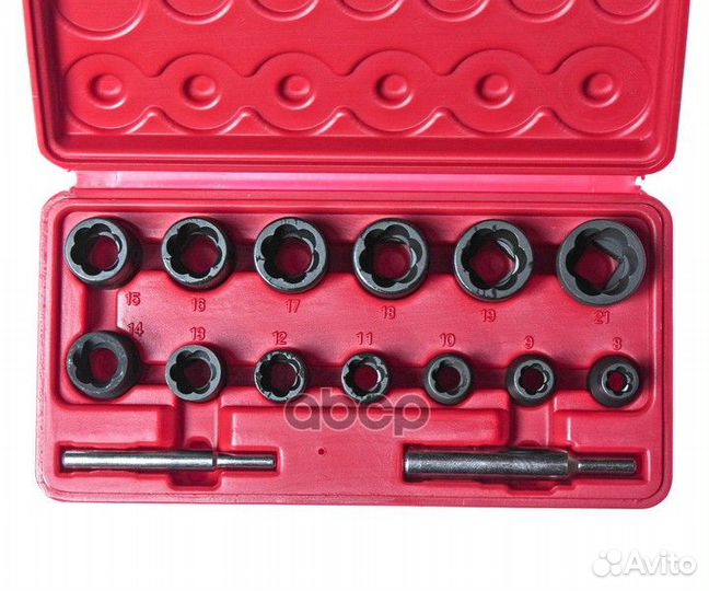 Набор головок 15 пр: для поврежденных болтов и