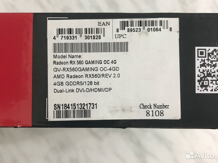 Видеокарта Gigabyte Gaming OC Radeon RX560 4G