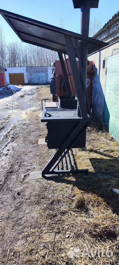 Мангал с печью под казан и крышей