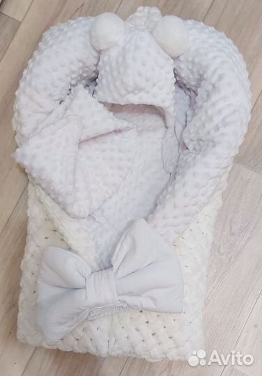 Конверт одеяло на выписку вязаное осень, зима