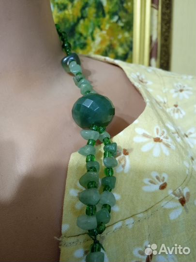 Бусы зеленые. Агат