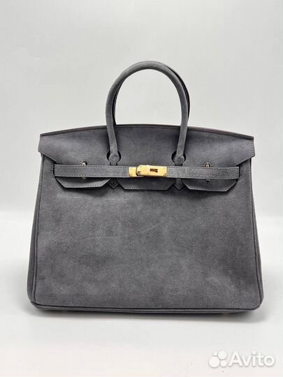 Сумка hermes birkin 35 серая замша