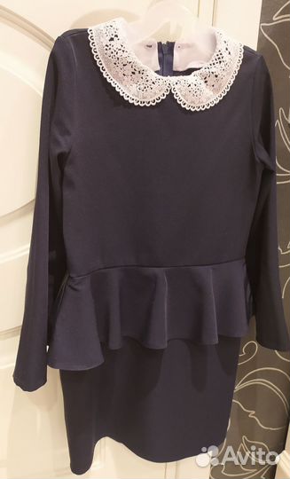 Платье школьное для девочки с баской 128