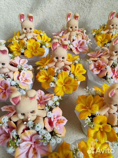 Букет из мыла с зайкой