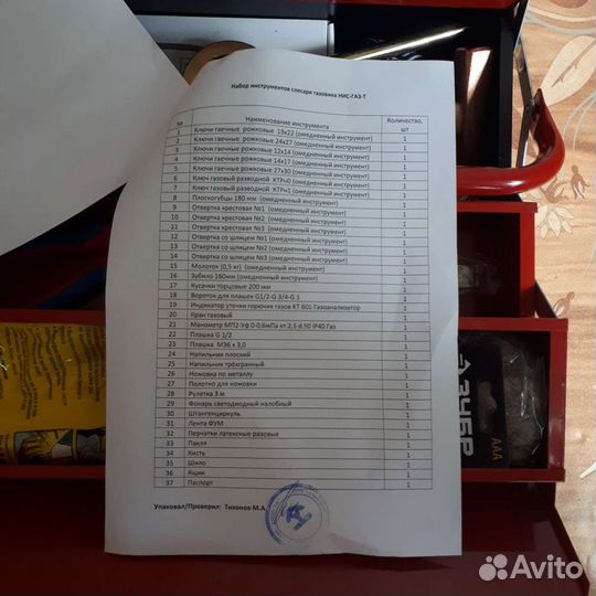 Набор инструментов слесаря газовика нис-газ-Т