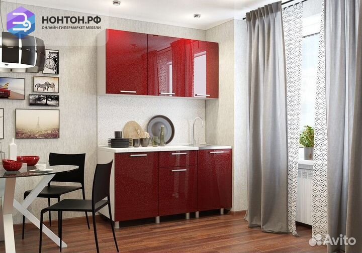 Кухня Блестки 1.5 м гранат