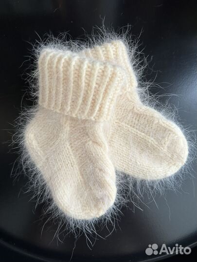 Носочки- пинетки для новорожденного из ангора 80