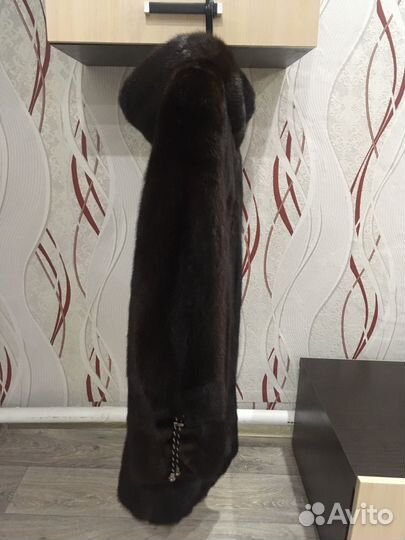 Шуба норковая с капюшоном 44 46 черная