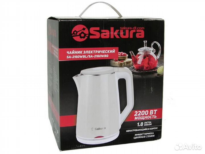 Чайник электр SA-2138WBG (1.8) бел+беж д