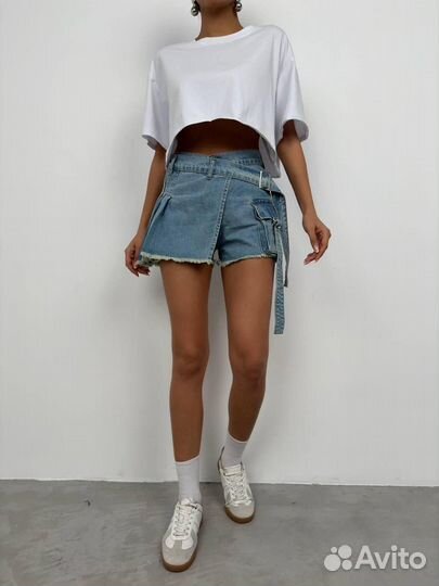 Джинсовые шорты на запах