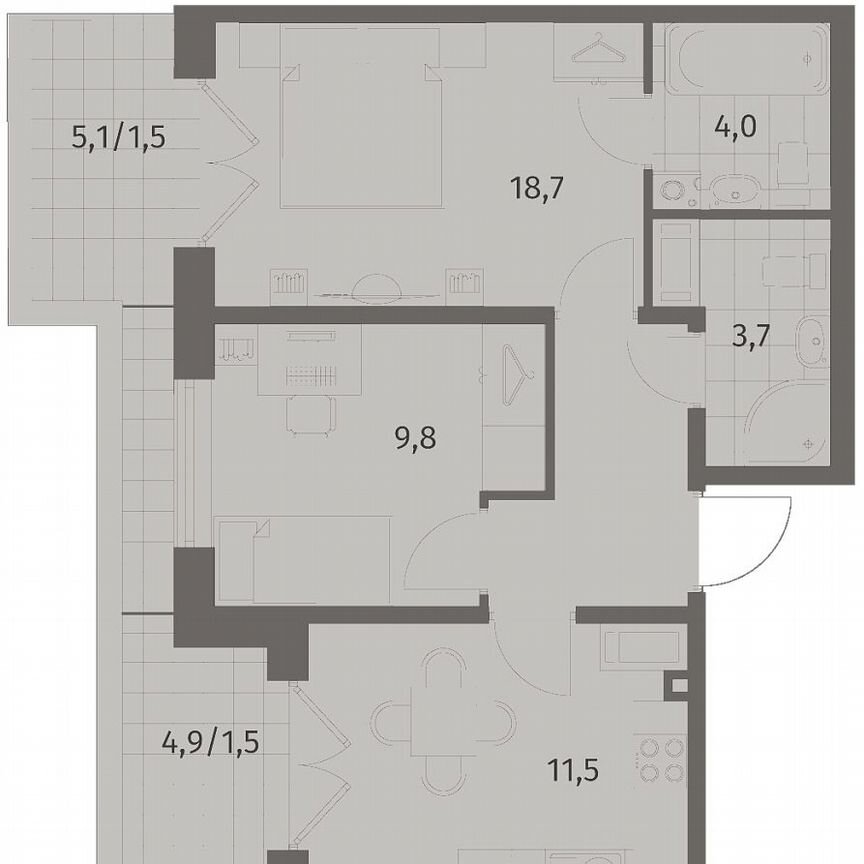 2-к. квартира, 50,8 м², 8/8 эт.