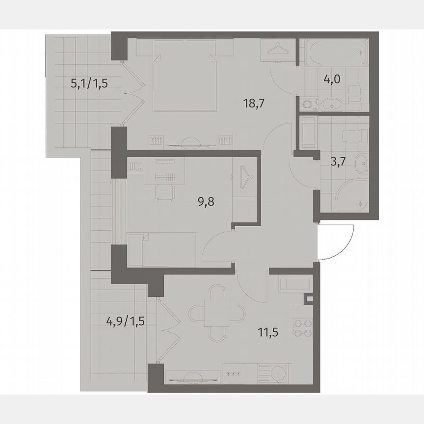 2-к. квартира, 50,8 м², 8/8 эт.