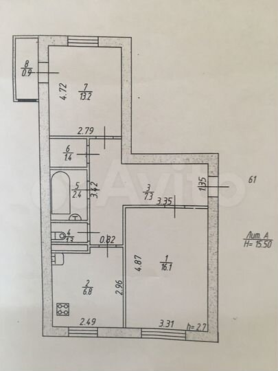 2-к. квартира, 53 м², 1/5 эт.