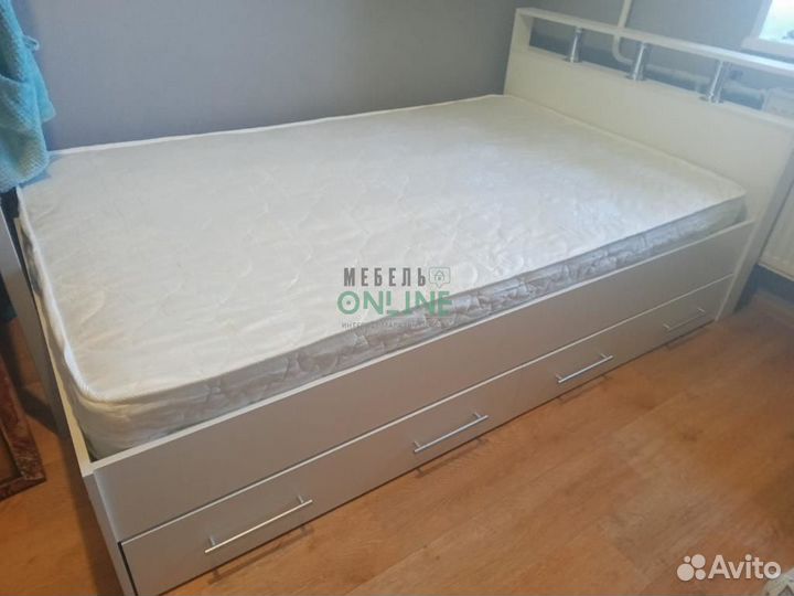 Кровать полутороспальная 120х200 с ящиками новая