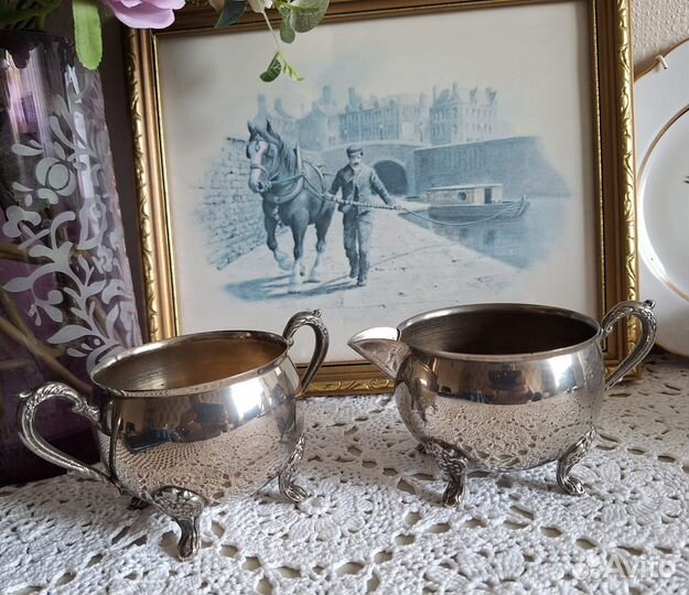 Солонка перечница Соусник сахарница посеребренная