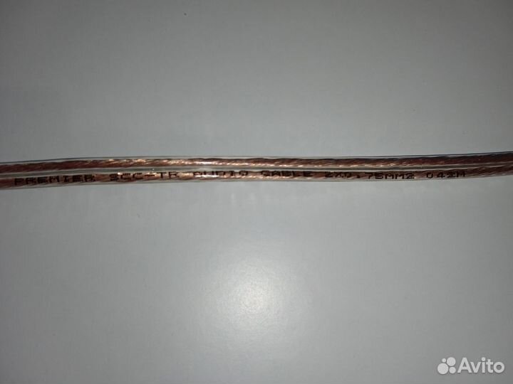 Аудиокабель медный прозрачный 2*0.75