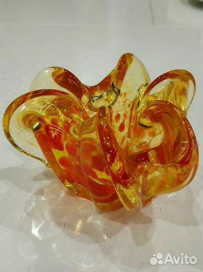 Винтаж вазочка цветное стекло