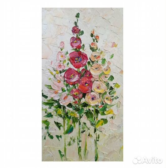 Картина цветы маслом цветочная картина 30х16см