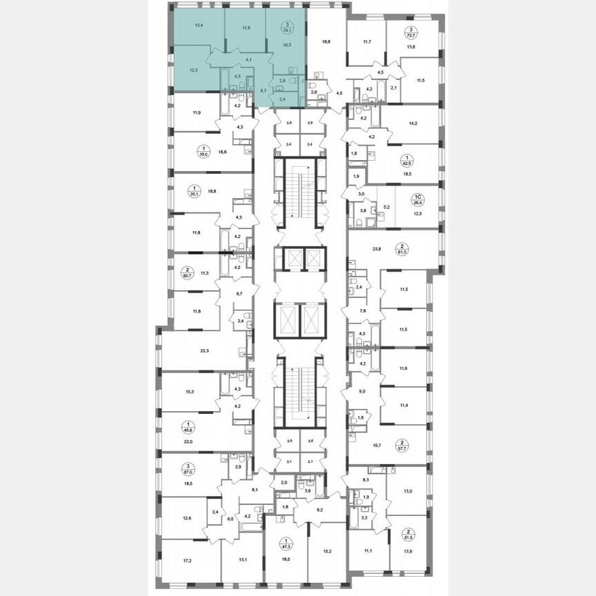 3-к. квартира, 74,1 м², 10/19 эт.