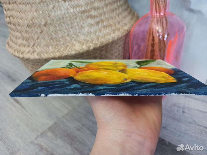 Этюд маслом, картина лимоны