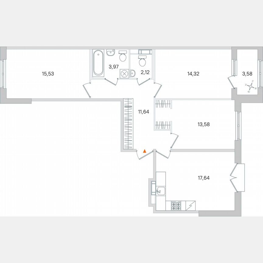 3-к. квартира, 80,6 м², 4/4 эт.