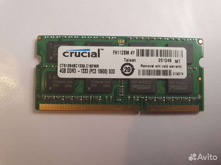 Ddr3 4gb Samsung, Crucial для ноутбука