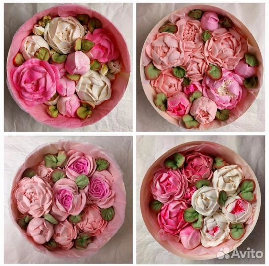 Пасхальный зефир,Зефирные цветы в коробке