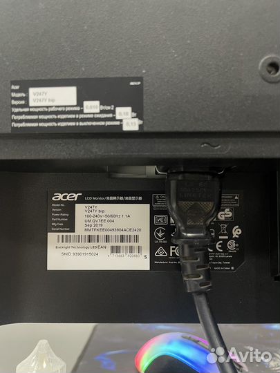 Монитор acer V247Y 23.8 75гц