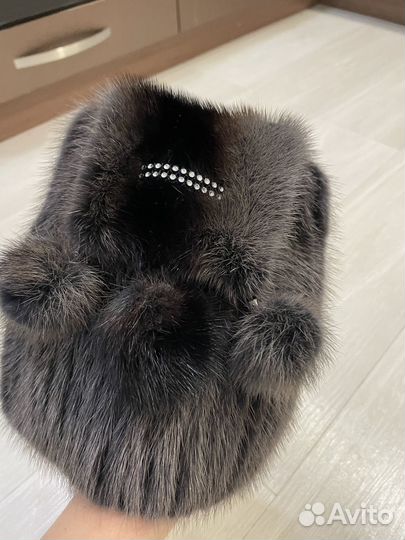 Шапка норковая вязанная