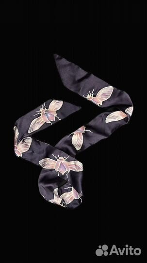 Шелковая лента (твилли) «Жуки» (батик)