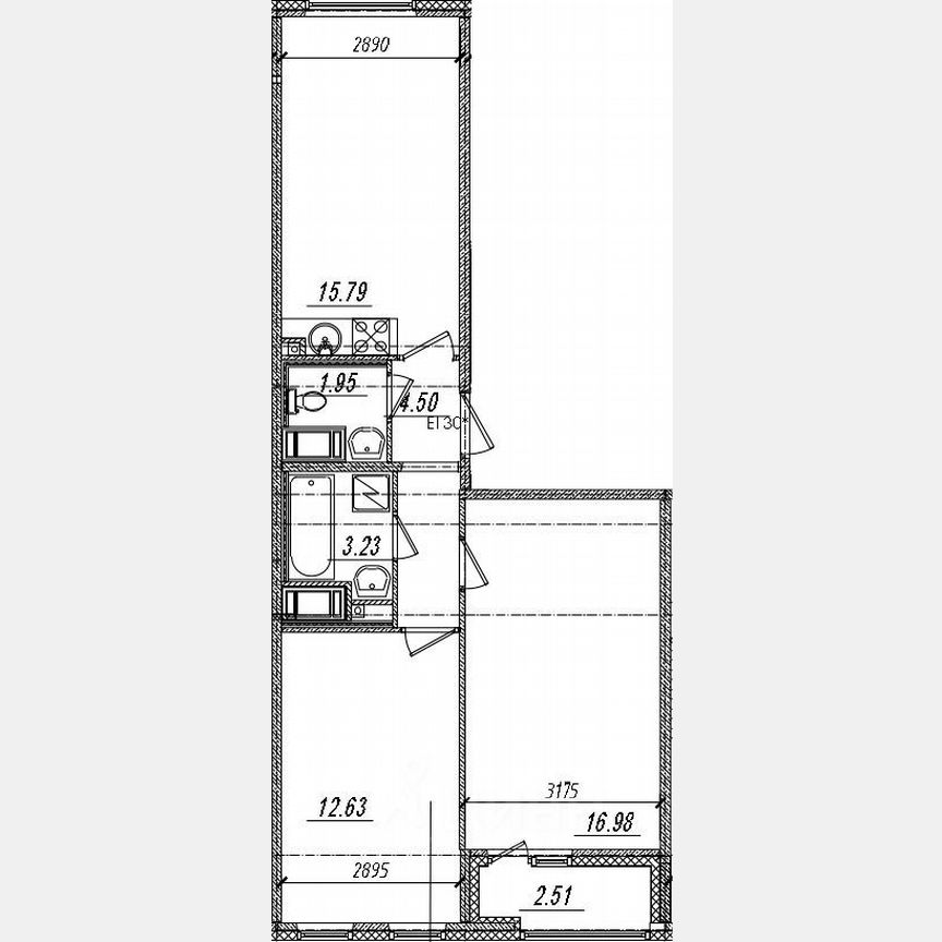 2-к. квартира, 56,9 м², 12/14 эт.
