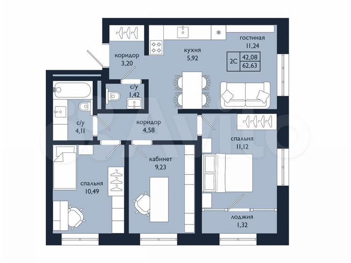 4-к. квартира, 62,6 м², 10/25 эт.