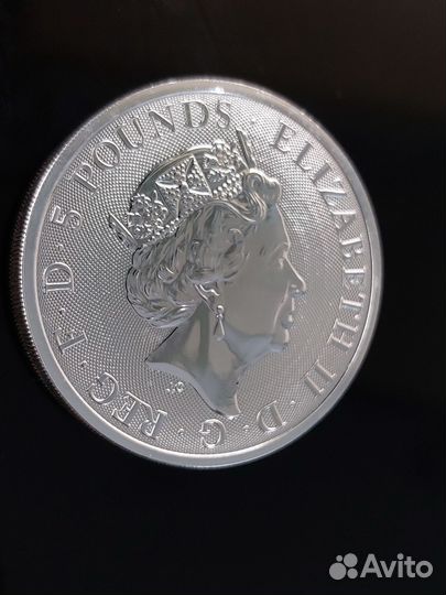 5 фунтов Белая лошадь Звери королевы серебро #2