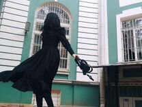 Длинное чёрное винтажное готическое платье