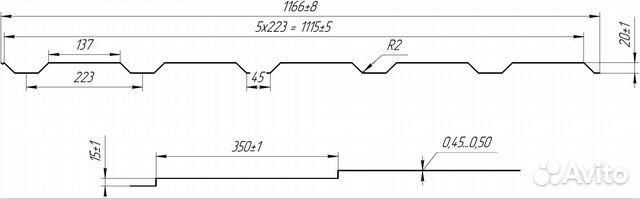 Металлочерепица Каскад 1185/0,5 мм, графит мат