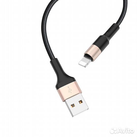 Кабель Hoco X26 USB-Lightning 1M, 2.4А, black-gold
