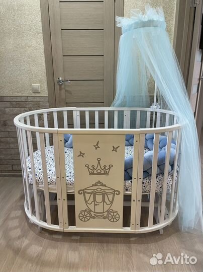 Детская кроватка трансформер с маятником
