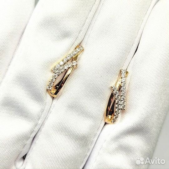 Золотые серьги с фианитом