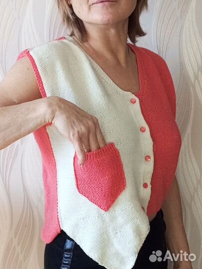 Жилетка женская вязаная летняя, разм 44-48