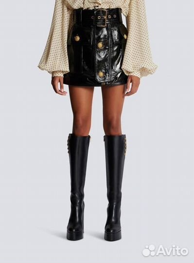 Юбка кожаная Balmain
