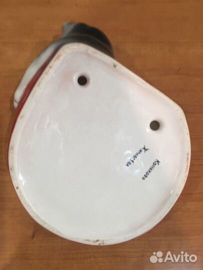 Настенная ваза-котик в шляпке Конаково,авторская р