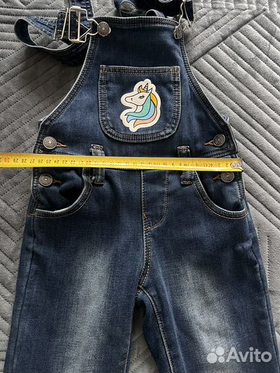 Джинсы комбинезон на флисе 98 104